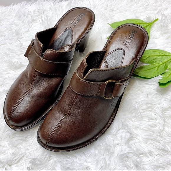 ☀️ NEW Born 10 Mule Clogs Slip ons Brown Leather - Picture 6 of 7